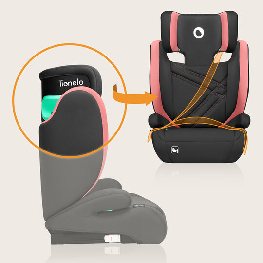 LIONELO Hugo i-Size autósülés (100-150 cm) Pink Baby