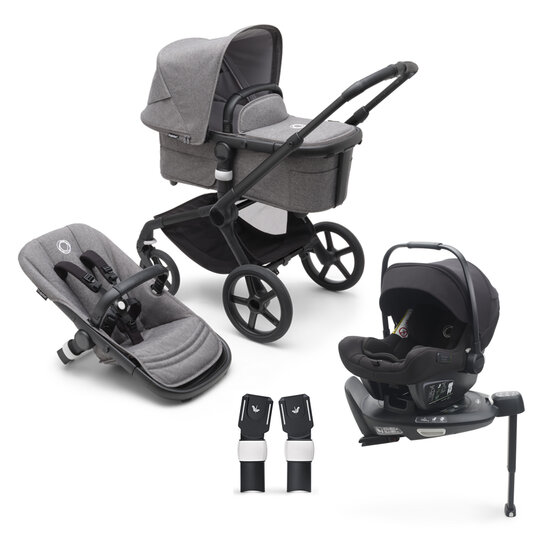 BUGABOO Kočárek 3v1 Fox 5 Black/Grey melange-Grey melange