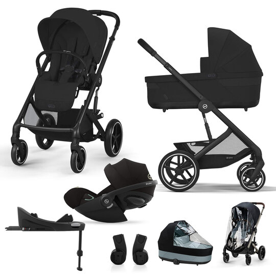 CYBEX SET Kočárek kombinovaný Balios S Lux Black Moon Black Gold 2024 s autosedačkou a doplňky