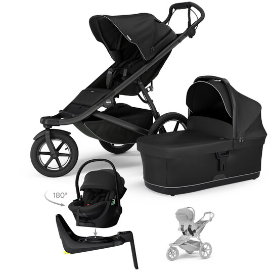 THULE SET Kočík 4v1 Urban Glide 3 Black s autosedačkou Maple Black, základňou Alfi a adaptérmi