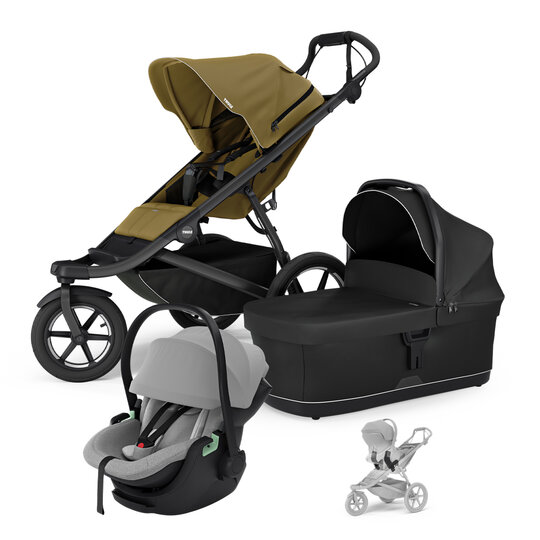 THULE SET Kočárek 3v1 Urban Glide 3 Nutria s autosedačkou Maple Light Grey a adaptéry
