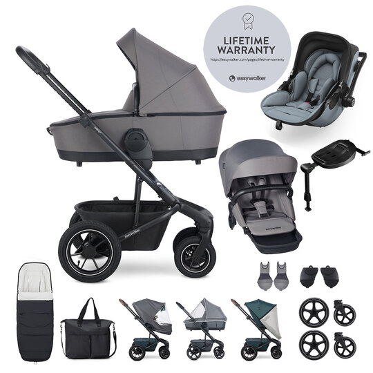 EASYWALKER Set XXL Harvey5 Air Pebble Grey + KIDDY Evoluna i-size 2 + základna
