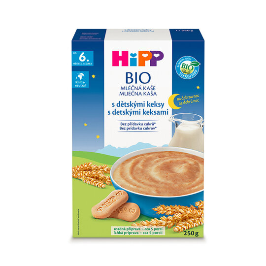 4x HiPP BIO Kaše mléčná na dobrou noc s dětskými keksy od 6. měsíce 250g