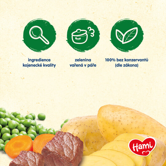HAMI Zemiaky s hovädzím a hráškom (250 g) - mäsovo-zeleninový príkrm