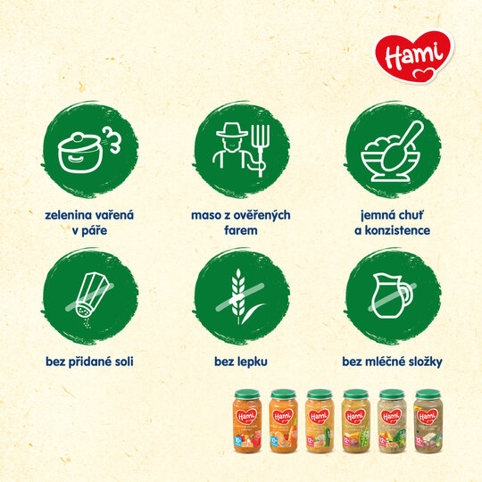HAMI Zemiaky s hovädzím a hráškom (250 g) - mäsovo-zeleninový príkrm