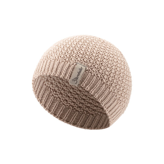 STERNTALER Kötött sapka GOTS pamut bézs uni méret 43 cm - 5-6 hó