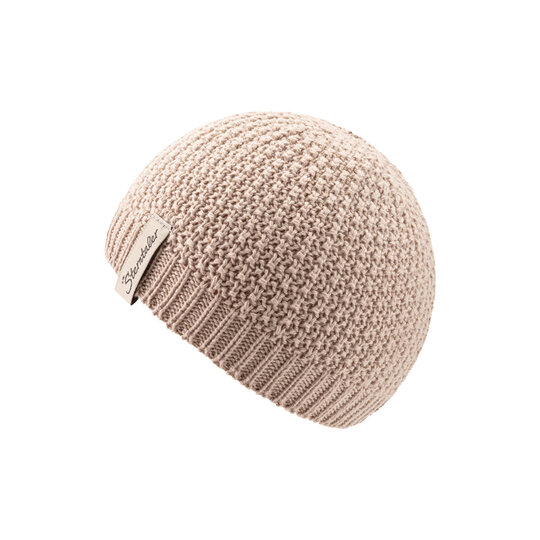 STERNTALER Kötött sapka GOTS pamut bézs uni méret 43 cm - 5-6 hó