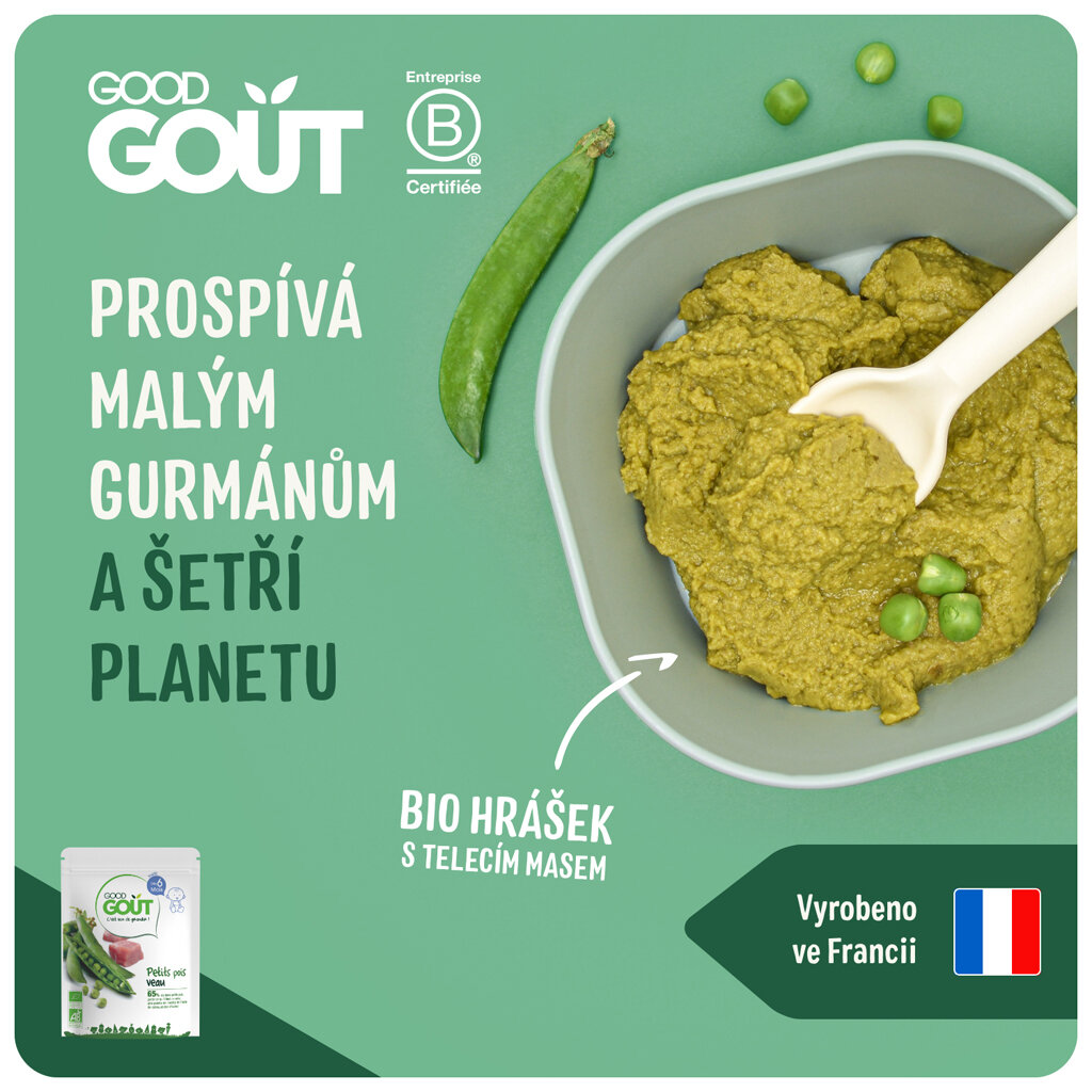 GOOD GOUT BIO Hrášek s telecím masem 190 g feedo.cz