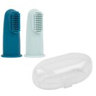 NATTOU Kartáček silikonový na prst s pouzdrem Petrol blue/Aqua blue 2 ks NATTOU Kartáček silikonový na prst s pouzdrem Petrol blue/Aqua blue 2 ks