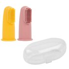 NATTOU Kartáček silikonový na prst s pouzdrem Yellow/Pink 2 ks NATTOU Kartáček silikonový na prst s pouzdrem Yellow/Pink 2 ks