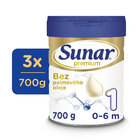 3x SUNAR Premium 1 Mlieko počiatočné 700 g 3x SUNAR Premium 1 Mlieko počiatočné 700 g