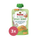 3x HOLLE Veggie Bunny Bio pyré mrkev, batáty a hrášek, 100 g (6 m+)