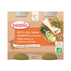 BABYBIO Menu hrášok a paštrnák s cuketou a teľacím mäsom 2x 200 g