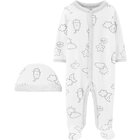 CARTER'S Set 2dielny overal na zips Sleep&Plays, čiapka Clouds neutrál LBB PRE, veľ. 46
