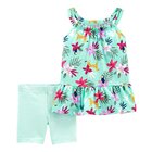CARTER'S Set 2dielny tunika, legíny kr. Turquoise Floral dievča 12 m, veľ. 80