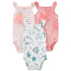 CARTER'S Body bez rukávů Pink Ocean holka 3ks 6m CARTER'S Body bez rukávů Pink Ocean holka 3ks 6m