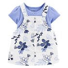 CARTER'S Set 2dílný body kr. rukáv, šaty na kšandy Blue Floral dívka 9m CARTER'S Set 2dílný body kr. rukáv, šaty na kšandy Blue Floral dívka 9m