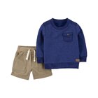 CARTER'S Set 2dílný svetr, kraťasy Blue chlapec 6m CARTER'S Set 2dílný svetr, kraťasy Blue chlapec 6m