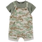 CARTER'S Set 2dílný triko kr. rukáv, kraťasy na kšandy Green Camo chlapec 6m