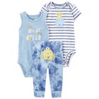 CARTER'S Set 3dielny tepláky, body kr. rukáv, body bez rukávov Blue Wave chlapec LBB 18m