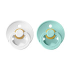 BIBS Colour dudlíky z přírodního kaučuku 2 ks, velikost 1, White/Mint BIBS Colour dudlíky z přírodního kaučuku 2 ks, velikost 1, White/Mint