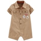 CARTER'S Overal letný krátky rukáv Khaki Adventure chlapec NB/ veľ. 56