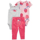 CARTER'S Set 3dielny legíny, body kr. rukáv, body na ramienka Pink Raspberry dievča 18m