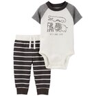 CARTER'S Set 2dílný body kr. rukáv, tepláky Black Animals kluk NB/vel. 56