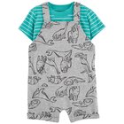 CARTER'S Set 2dílný triko kr. rukáv, kraťasy na kšandy Grey Dinos kluk NB/vel. 56 CARTER'S Set 2dílný triko kr. rukáv, kraťasy na kšandy Grey Dinos kluk NB/vel. 56