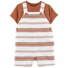 CARTER'S Set 2dílný triko kr. rukáv, kraťasy na kšandy Brown Stripes kluk NB/vel. 56 CARTER'S Set 2dílný triko kr. rukáv, kraťasy na kšandy Brown Stripes kluk NB/vel. 56