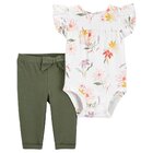 CARTER'S Set 2dielny body kr. rukáv, legíny Ivory Floral dievča 18m