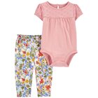 CARTER'S Set 2dílný body kr. rukáv, legíny Pink Embroidery holka 18m CARTER'S Set 2dílný body kr. rukáv, legíny Pink Embroidery holka 18m