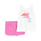 CARTER'S Set 2dielny tričko na ramienka, kraťasy Pink Dolphin dievča 12m