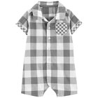 CARTER'S Overal letní krátký rukáv Grey Gingham kluk NB CARTER'S Overal letní krátký rukáv Grey Gingham kluk NB