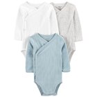 CARTER'S Body dlhý rukáv Blue & Grey neutrál 3ks PRE/ veľ. 46
