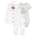 CARTER'S Set 3dílný body kr. rukáv, cardigan, tepláky White Safari neutrál 9m CARTER'S Set 3dílný body kr. rukáv, cardigan, tepláky White Safari neutrál 9m