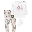 CARTER'S Set 3dílný triko kr. rukáv, tepláky, ponožky White Safari neutrál 12m CARTER'S Set 3dílný triko kr. rukáv, tepláky, ponožky White Safari neutrál 12m