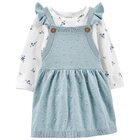 CARTER'S Set 2dielny šaty, tričko dl. rukáv Blue Flowes dievča 12m