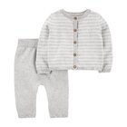 CARTER'S Set 2dílný svetr, kalhoty Grey Stripes neutrál 6m