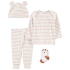 CARTER'S Set 4dílný triko dl. rukáv, tepláky, čepice, ponožky Brown Stripes neutrál 12m CARTER'S Set 4dílný triko dl. rukáv, tepláky, čepice, ponožky Brown Stripes neutrál 12m