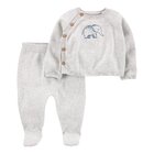 CARTER'S Set 2dílný svetr, polodupačky Grey Elephant neutrál 6m