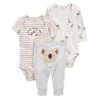 CARTER'S Set 3dielny body kr. rukáv, body dl. rukáv, tepláky Grey Koala neutrál LBB 12m