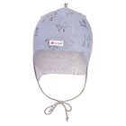 LITTLE ANGEL Čiapka podšitá zaväzovacia Outlast® veľ.2 - 39-41 cm modrá pes/pruh bielošedý melír