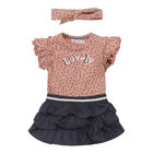 DIRKJE Šaty kr. rukáv + čelenka staroružová dievča veľ.68