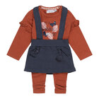 DIRKJE Set 3.d mikina + tričko + sukně na kšandy měděná holka vel.74