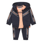 DIRKJE Set 3.d mikina s kapucňou + tričko + nohavice námornícka modrá chlapec veľ.86