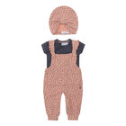 DIRKJE Set 2.d. tričko kr. rukáv + kalhoty na kšandy + čepice turban starorůžová holka vel.56 DIRKJE Set 2.d. tričko kr. rukáv + kalhoty na kšandy + čepice turban starorůžová holka vel.56