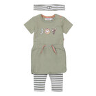 DIRKJE Set 2.d. šaty kr. rukáv + legíny + čelenka zelená holka vel.56 DIRKJE Set 2.d. šaty kr. rukáv + legíny + čelenka zelená holka vel.56