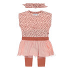DIRKJE Set 2.d šaty kr. rukáv + legíny + čelenka ružová dievča veľ.62