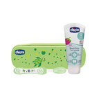 CHICCO Set zubní kartáček a pasta s fluorem v pouzdře Always Smiling zelená 12m+ CHICCO Set zubní kartáček a pasta s fluorem v pouzdře Always Smiling zelená 12m+